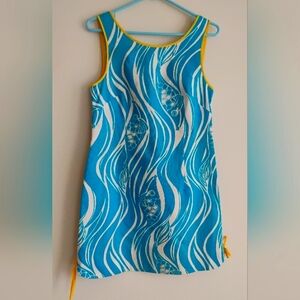 Lilly Pulitzer Joe Fish Delia Shift Dress Scoop Back SIZE 8 Blue Yellow